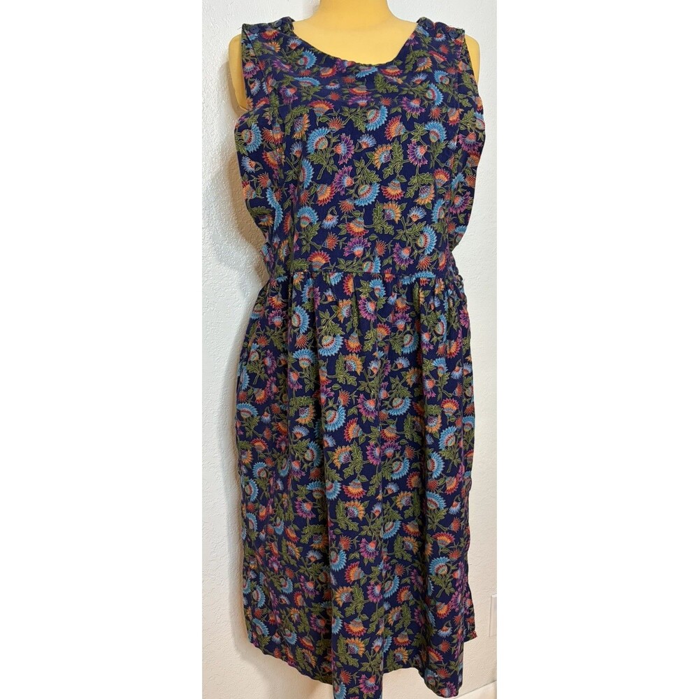 Vintage Corduroy Jumper Dress Purple Floral Sz 14 Common Sense Designs USA 90s